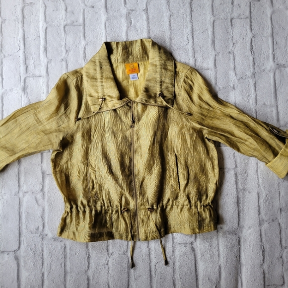 Ruby Rd. Petite gold lightweight linen jacket size 12p - Picture 11 of 13